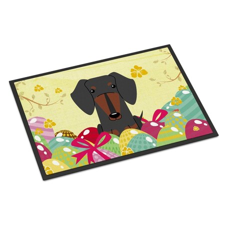 Carolines Treasures 18 x 27 in. Easter Eggs Dachshund Black Tan Indoor or Outdoor Mat BB6132MAT